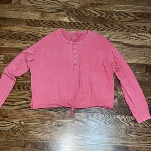 Women’s AERIE Henley long sleeve t shirt with front tie